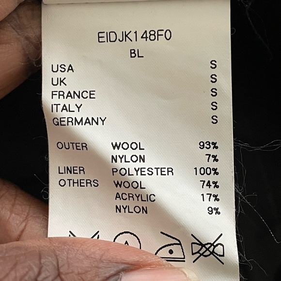 Eryn Brinie Made In Italy Winter Wool Coat Metallic Blue Sz S Oversized Collar - Picture 5 of 11